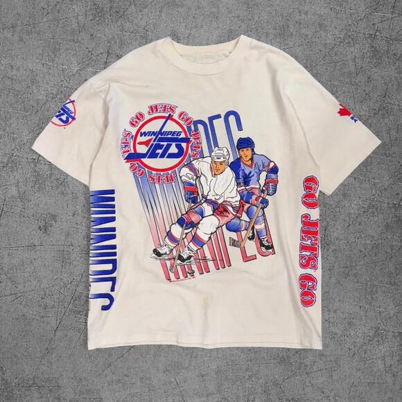 NHL Other - Vintage 1990 Winnipeg Jets Bulletin NHL AOP Tee